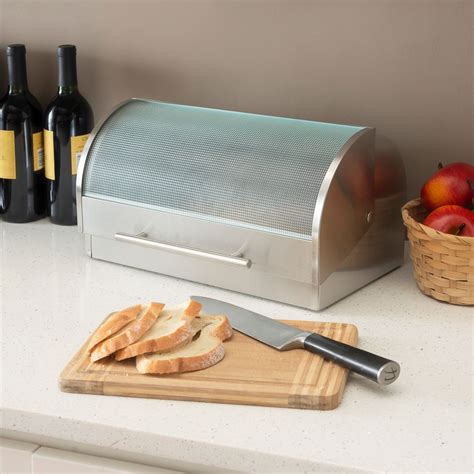 home basics stainless steel frosted bread box|brushed stainless steel bread box.